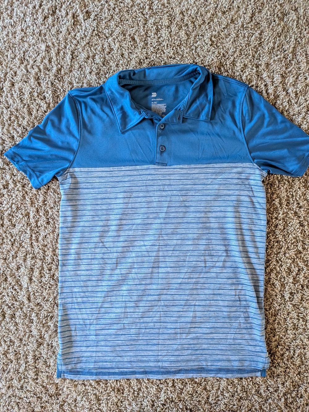 all in motion Teal & Light Blue Short-Sleeve Striped Polo